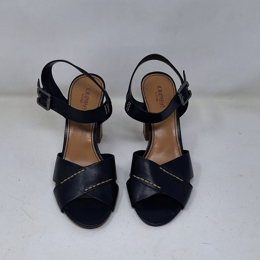 Crown Vintage Bolero Black Strappy Heels Sz 9 New W/O Box